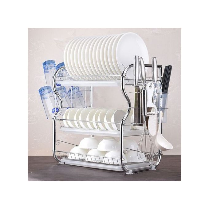 Rashnik 2 Tier Dish Rack Stainless Steel, With Drain Board