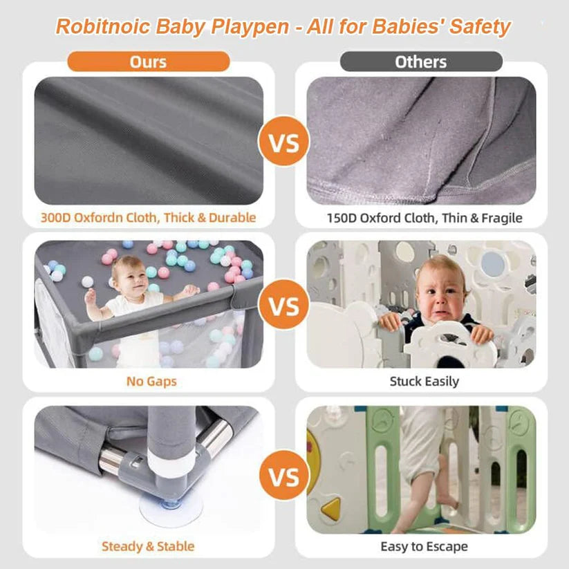Large Baby Playpen, Playpen for Babies and Toddlers, Kids Safety Playard with Anti-Collision Foam