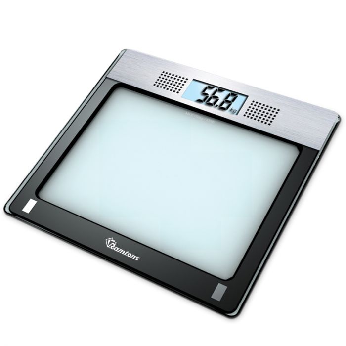 RAMROMS BLACK AND SILVER, TALKING BATHROOM SCALE- RM/304