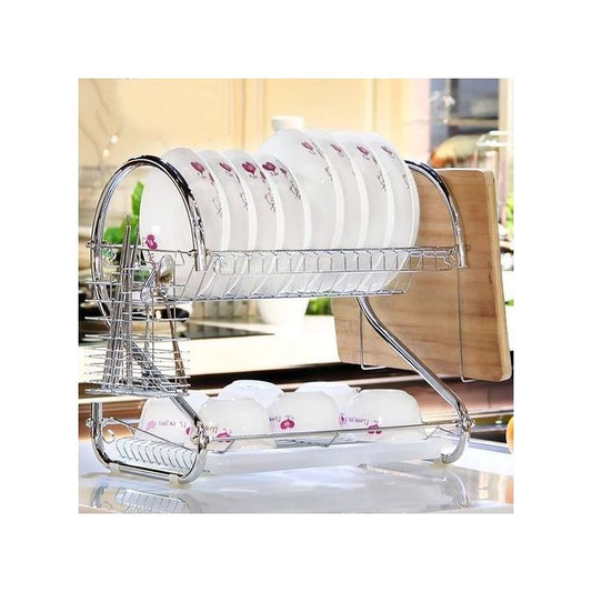 Rashnik 2 Tier Dish Rack Stainless Steel, With Drain Board