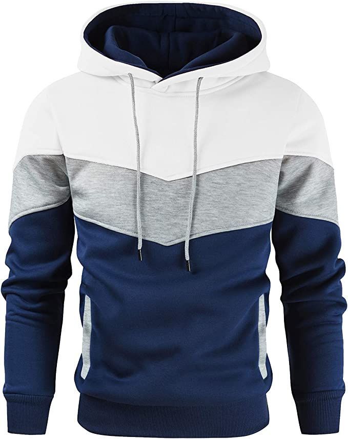 Trendy New Line Hoodie in Triple Color: White, Grey and Blue