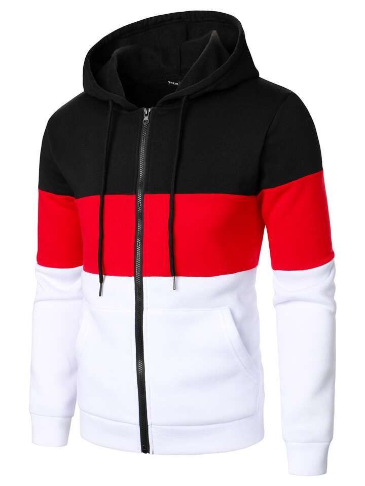 Trendy New Line Hoodie in Triple Color: Black, Red and White