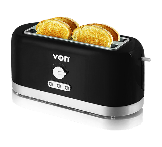 Von VSTP04MVK 4 Slice Toaster - Black